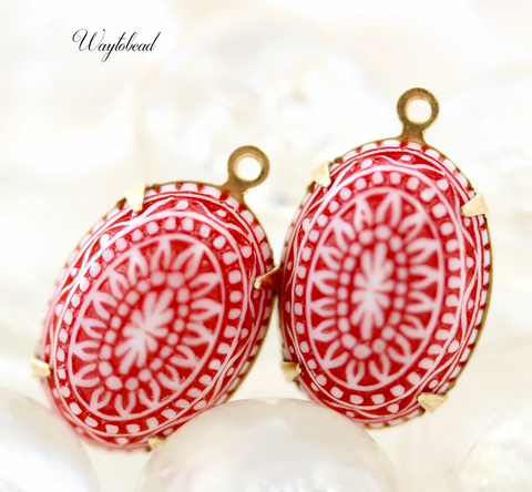 Vintage Mosaic Cameo Charm- Color Options