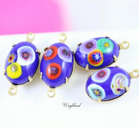 Millefiori Vintage Oval Glass Cameo Pendant- Color Options