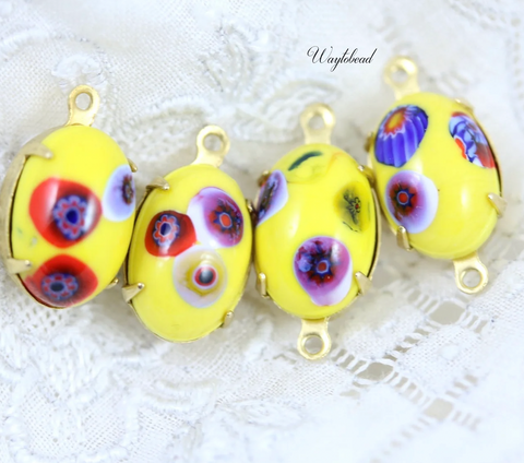 Millefiori Vintage Oval Glass Cameo Pendant- Color Options