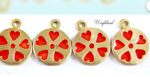 Vintage Heart Flower Petals Charm