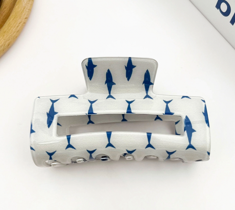 Fish Print Simple Hair Claw Clip - Size Options