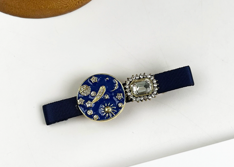 Starry Sky Blue Shiny Rhinestone Duckbill Clip
