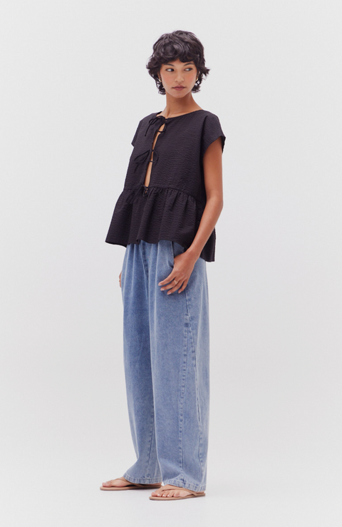 Overfit Tie Front Top- Color Options