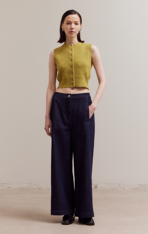Fitted Button Up Sweater Vest Top