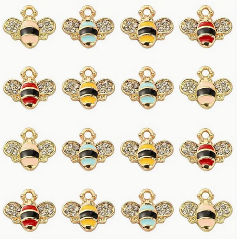 Assorted Color Sparkly Bee Charms