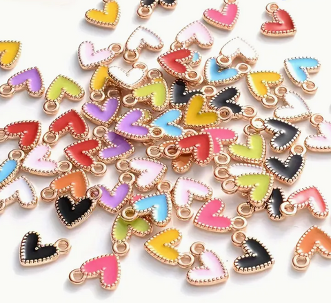 Assorted Color Heart Charms