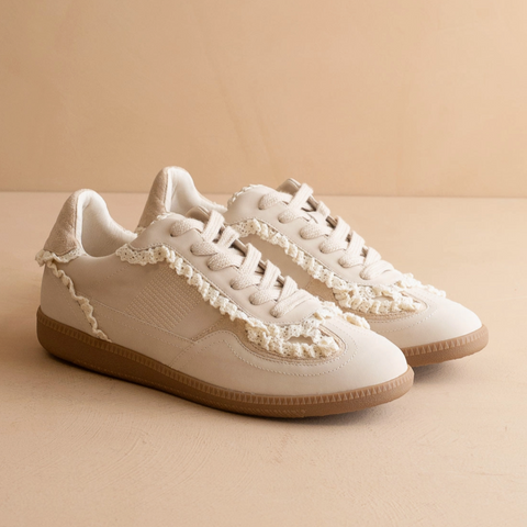 The April | Cream Lace-Trimmed Retro Sneaker