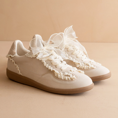 The April | Cream Lace-Trimmed Retro Sneaker