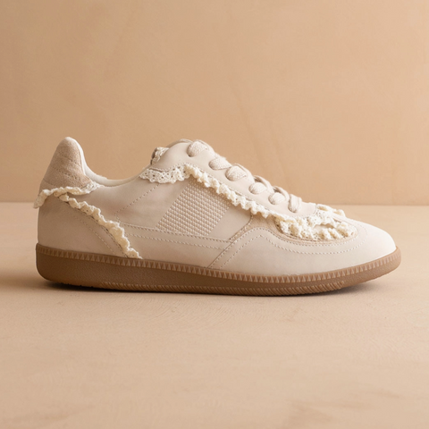 The April | Cream Lace-Trimmed Retro Sneaker