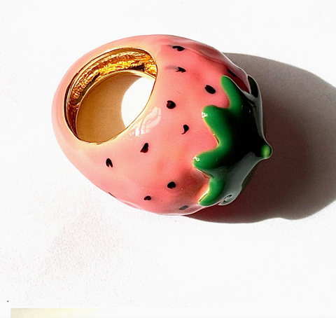 Fruit Basket Ring- Pink Strawberry