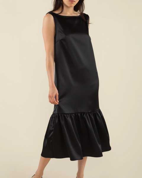 The Effie Boatneck Shift Satin Dress- Plus Size