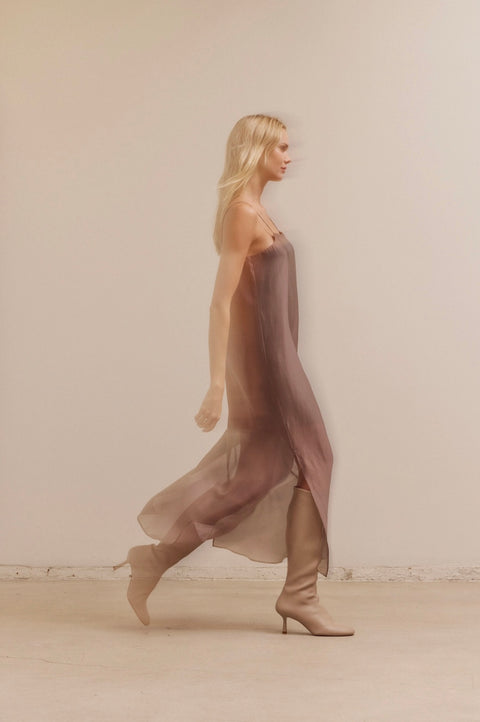 Spaghetti Strap Sheer Maxi Dress