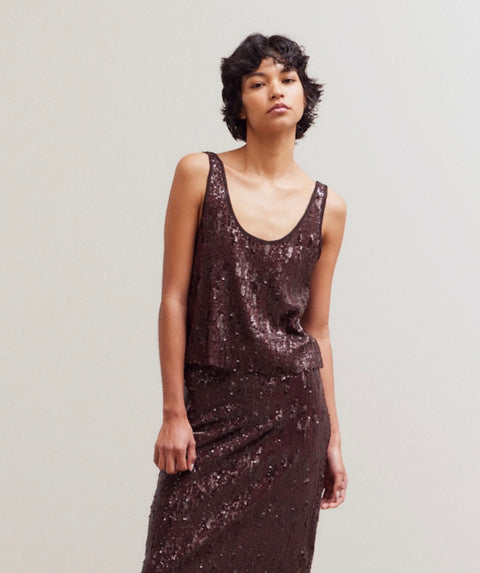 Round Neck Sequin Tank Top