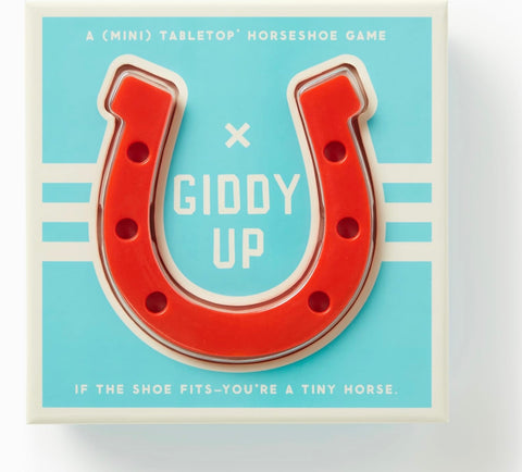 Coffee Table Games- Giddy Up Tabletop Horseshoes Game