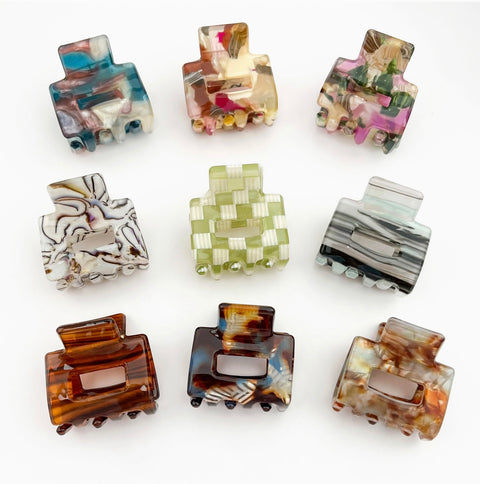 Tiny Simple Mini Square Hair claw clip -Options