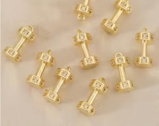 Dumbell Gold Charm