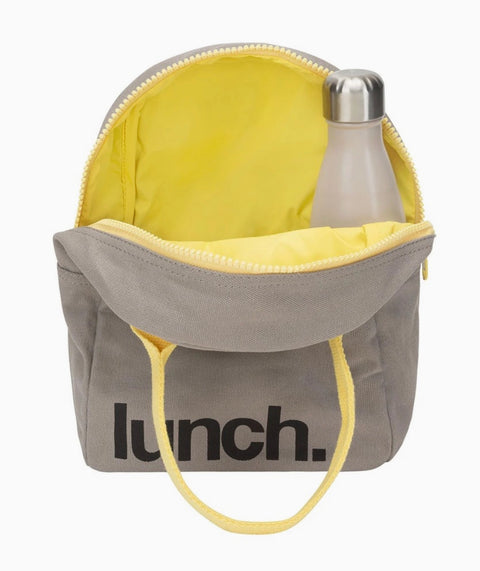 Zipper Lunch Bag - 'lunch' Grey / Yellow