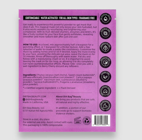 Dirt Bag Beauty Natural Face Mask- Berry Cherry