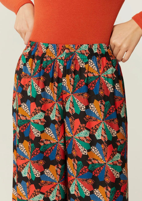 Patchwork Print Culottes Pants