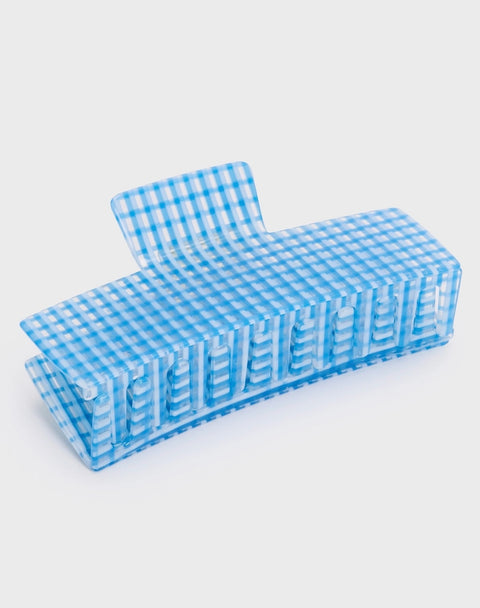 Jumbo Box Claw in Blue Lattice