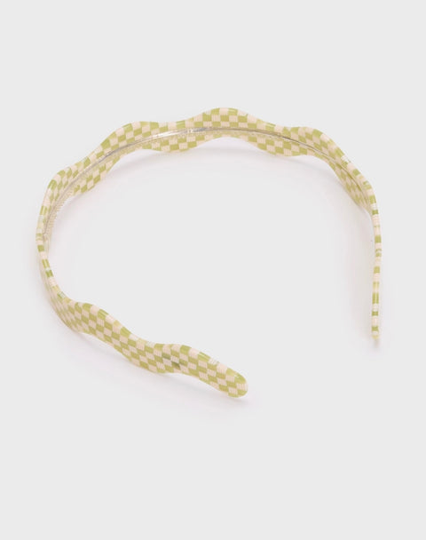 Wavy Headband in Olive Check