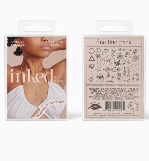 INKED By Dani- Fine Line Temporary Tattoo Pack