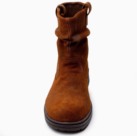 Minnetonka Women's Joli Suede Slip On Low Block Heel Boots