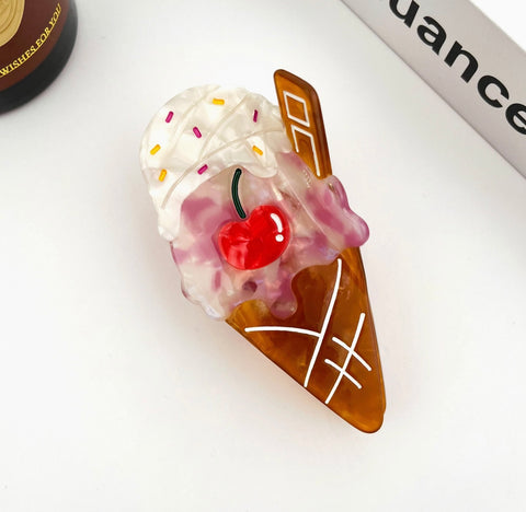 Ice Cream With Cherry Claw Clip