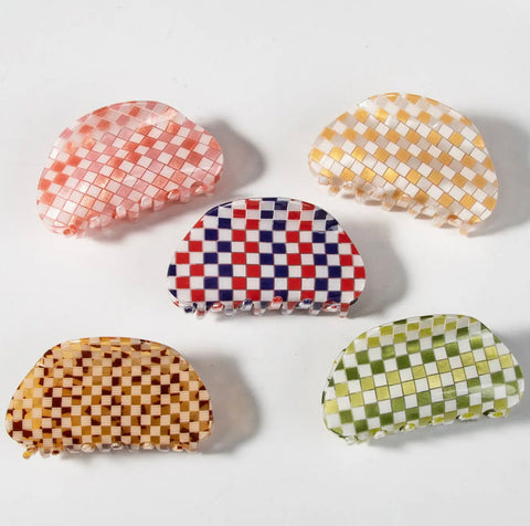 Checkered Hair Claw Clip- options