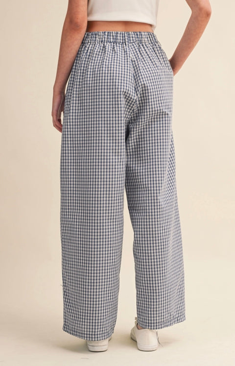 Melanie Check Pattern Pintuck Pants