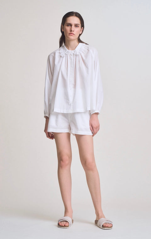 Eyelet Lace Collar Button-up Shirt