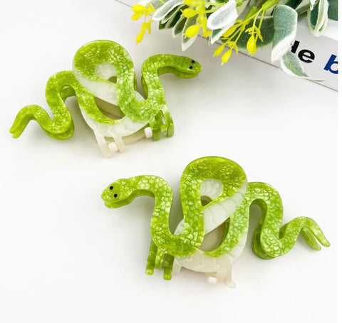 Green Snake Hair Claw Clip