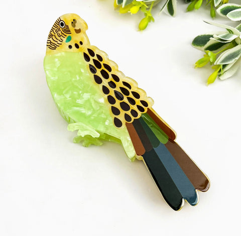Green Parakeet Hair Claw Clip