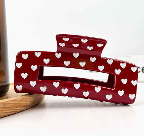 Simple Red Hearts Hair Claw Clip