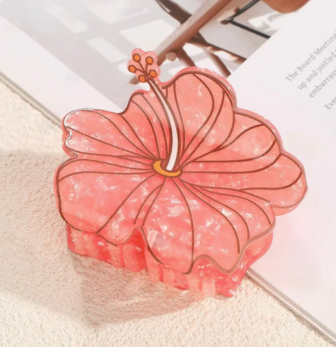 Hibiscus Flower Hair Claw Clip