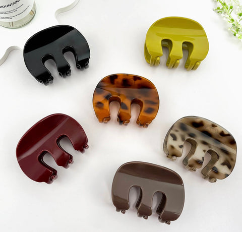 3 Prong Simple Matte Hair Claw Clip- Options