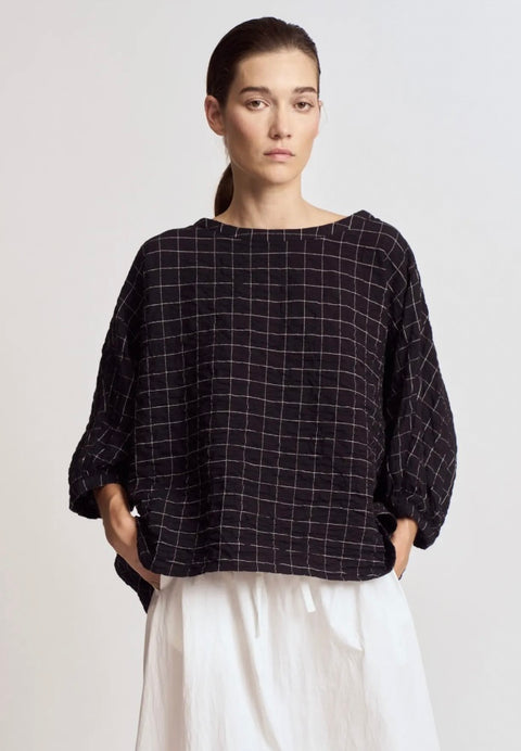 Check Print Gauze Blouse