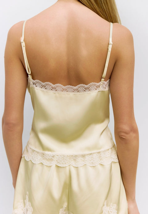 The Sera Top - Satin Lace Tank Top
