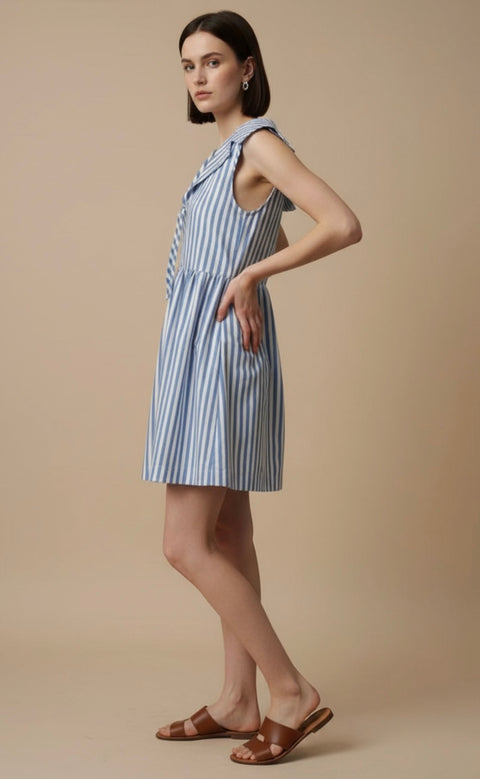 Striped Sailor Collar Mini Dress