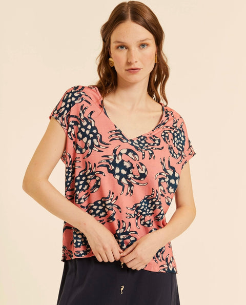 Pink Crab Blouse Top