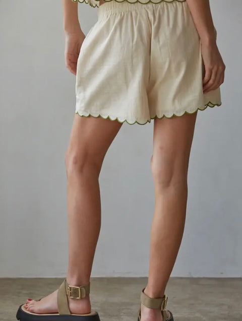 Woven Cotton Embroidered Shorts