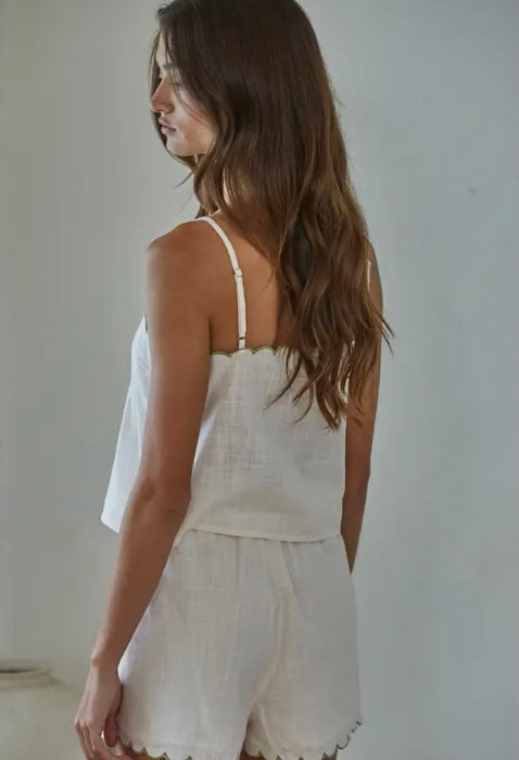 Woven Cotton Embroidered Tank