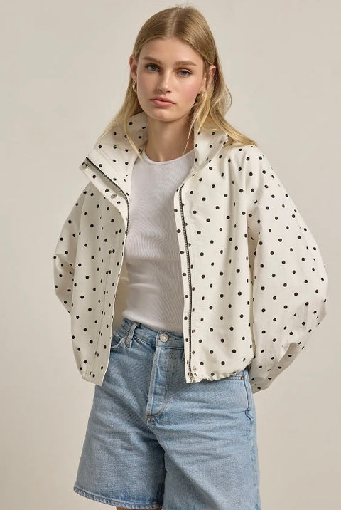 Polka Dot High Neck Jacket