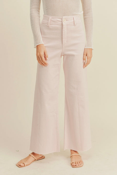 Straight Wide Leg cotton Pants-Strawberry