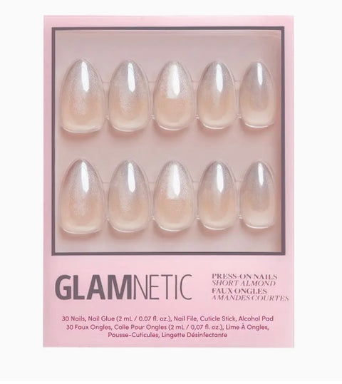 Polar Night Press-On Nails | Short Almond Silver Velvet