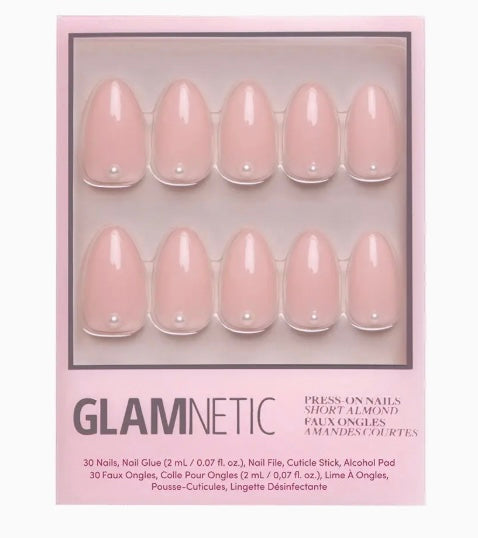 Wifey Press-On Nails | Short Almond Nude Pearl Bridal Nails