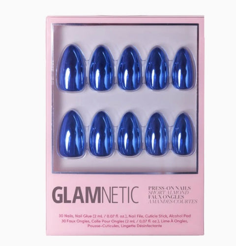 Press-On Nails|Blue Steel| Short Almond Length