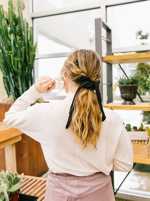 Black Long Bow Scrunchie