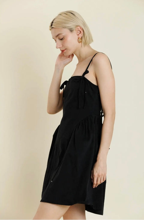 Bow Trim Mini Dress