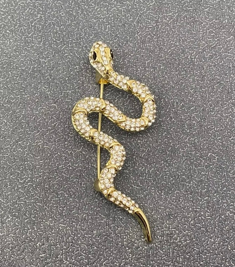 Rhinestone Snake Brooch